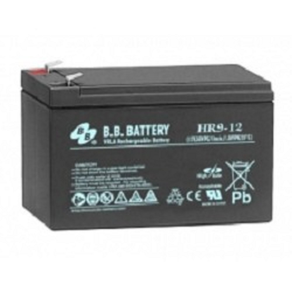 АКБ B.B. Battery HR 9-12 (12В 9Ач) 216Вт/блок, ДхШхВ 151x65x94 мм, масса 2.75 кг, клеммы F2