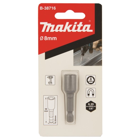 Makita Головка магнитная торцевая,8x50 мм, хв-6-ти гран 1\4",д\шуруповертов [B-38716]