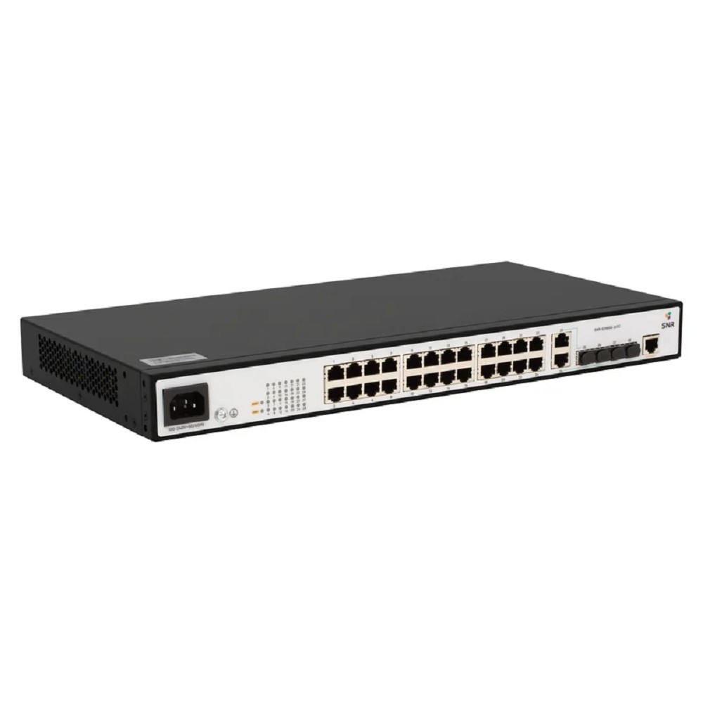 SNR SNR-S2985G-24TC-RPS Управляемый гигабитный коммутатор уровня 2, 24 порта 10/100/1000Base-T, 2 порта Combo 10/100/1000Base-T|100/1000Base-X SFP, 2 порта 100/1000Base-X SFP, встроенный БП ~220V AC