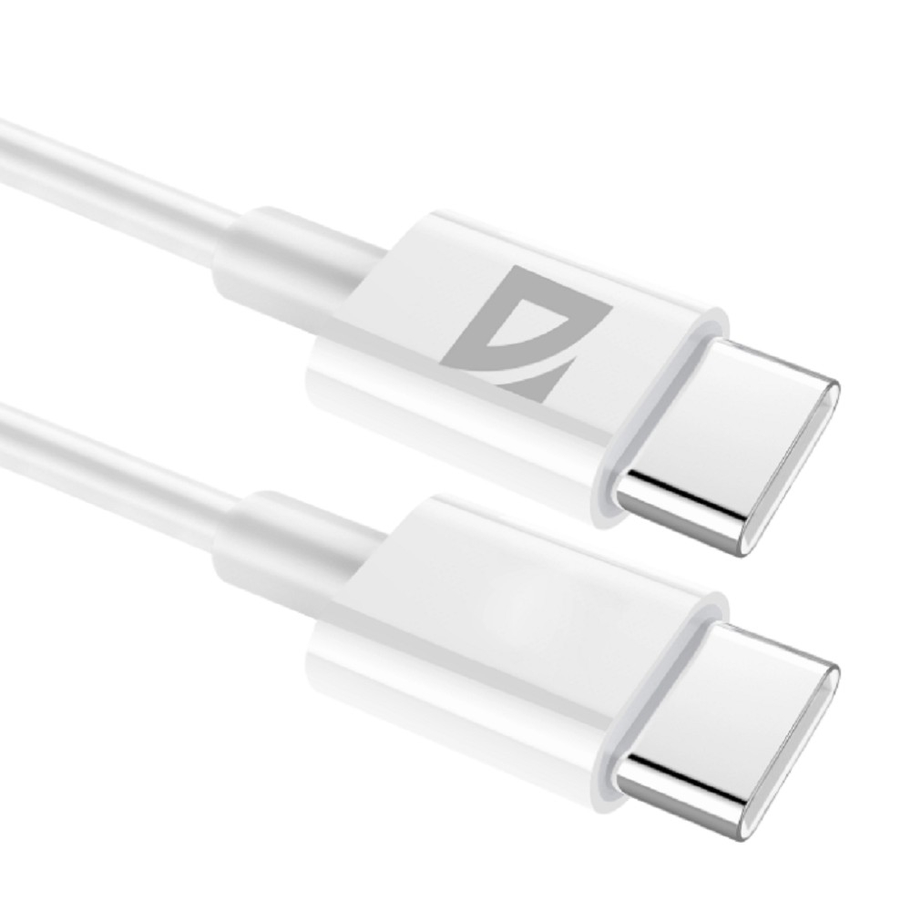 Кабель USB DEFENDER F182 белый (1м, USB Type-C/USB Type-C, 30Вт, пакет) (87507)