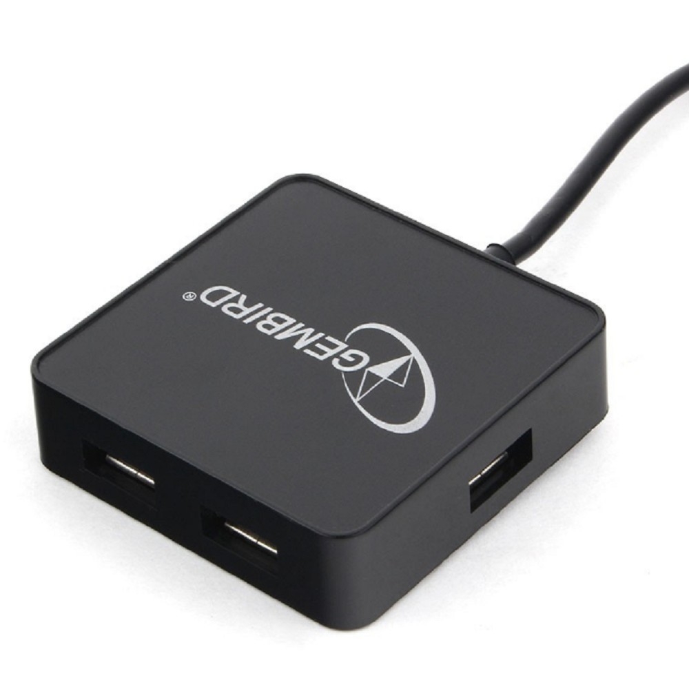Концентратор(Хаб) 4 порт. USB 3.0 Gembird UHB-C424 кабель type-c 19см, с доп питанием (type-c), черный, пластик _20799
