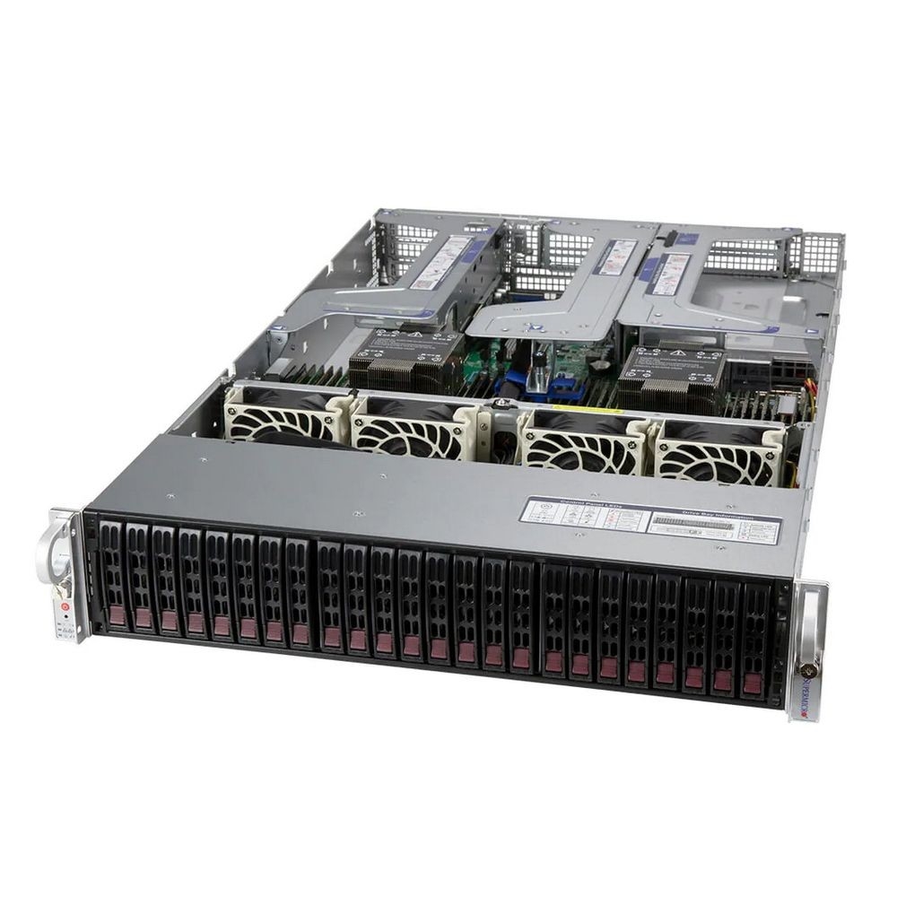Платформа системного блока SuperMicro SYS-220U-TNR 2U, 2xLGA4189 (up to 270W), iC621A (X12DPU), 32xDDR4, 24x2.5 SAS/SATA (22xNVME Gen4 (opt)), 1x PCIE 4.0x16 (75W), 4x PCIE 4.0x8 LP (25W), 1x PCIE 4.0