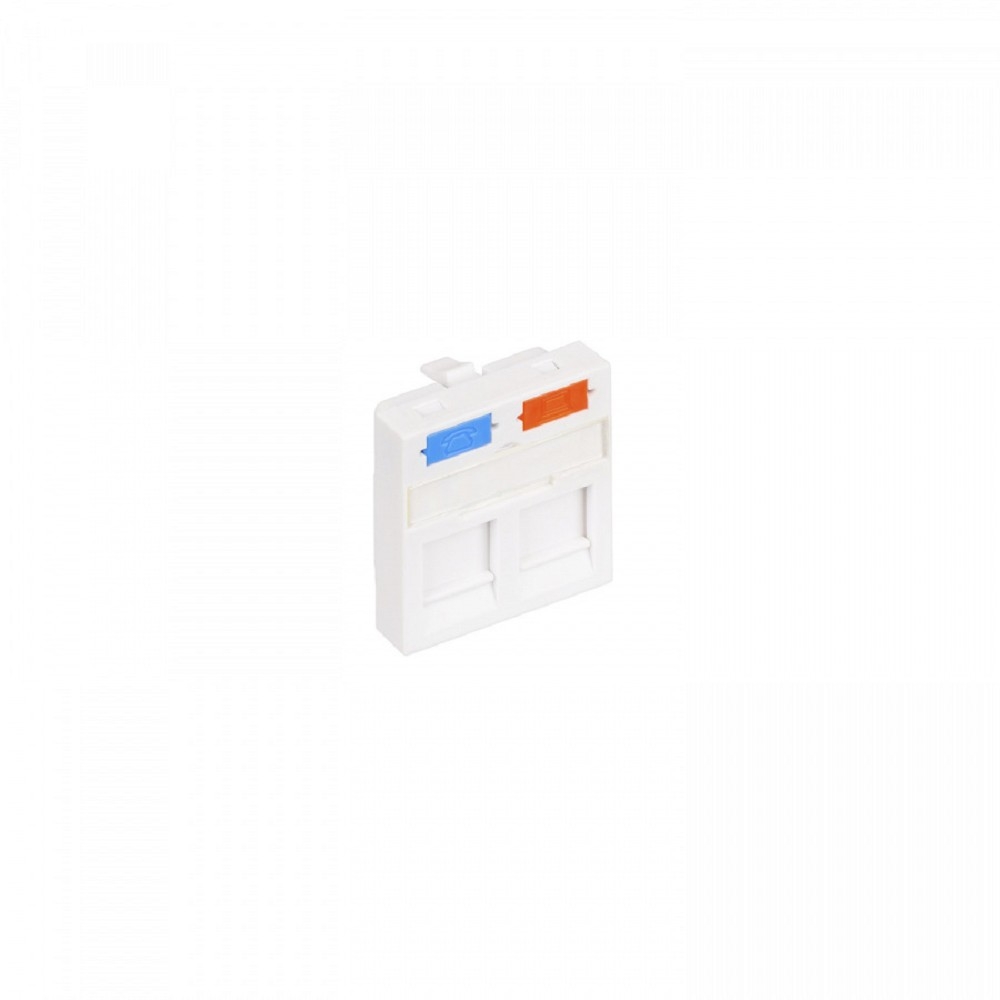 NTSS Лицевая панель NTSS PREMIUM для 2-х розеточных модулей типа Keystone 45x45 со шторкой NTSS-LP-PM-SIP2-45X45-WT