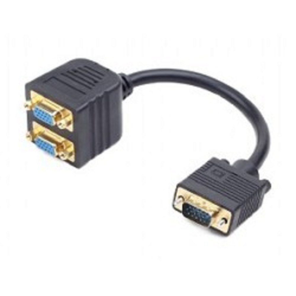 <091097> Разветвитель видеосигнала 2 port VGA (HD15M/2x15F, 1 компьютер - 2 монитора) Cablexpert CC-VGAX2-20CM [CC-VGAX2-20CM]