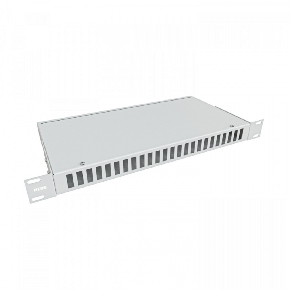 NTSS Кросс NTSS оптический 19'' укомплектованный 1U, 24 порта SC/UPC duplex, 9/125 мкм (сплошная панель, сплайс-кассета 2шт, пигтейлы, КДЗС, адаптеры) серый RAL 7035 NTSS-RFOB-1U-24-2SC/U-9-SP1.5G0AY