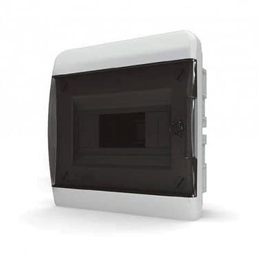 TEKFOR 01-02-001 Щит встраиваемый 8 мод. IP41, прозрачная черная дверца BVK 40-08-1