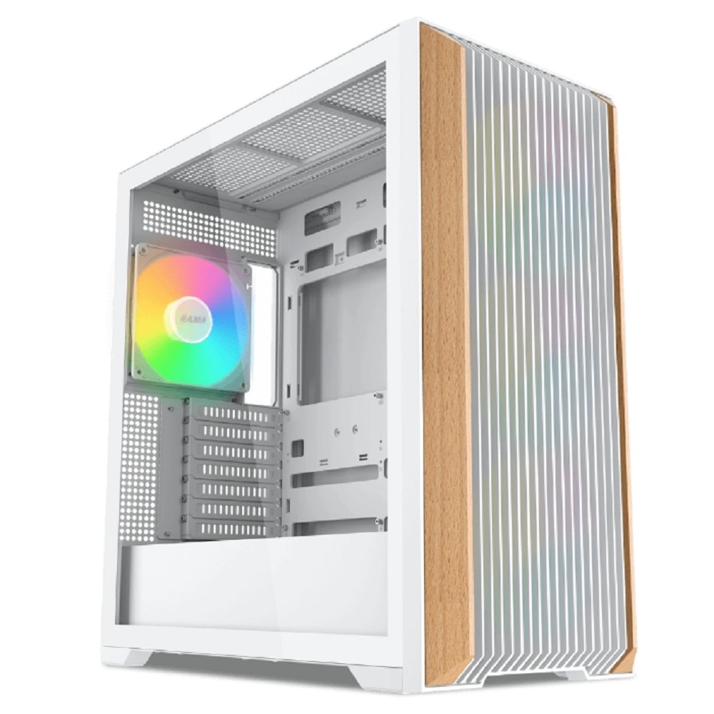 Компьютерный корпус без блока питания SAMA Z60 белый, Midi-Tower, TG, 4x140мм ARGb, 2xUSB 3.0 + 1xUSB 3.1 Type-C, E-ATX, ATX, mATX, mITX белый