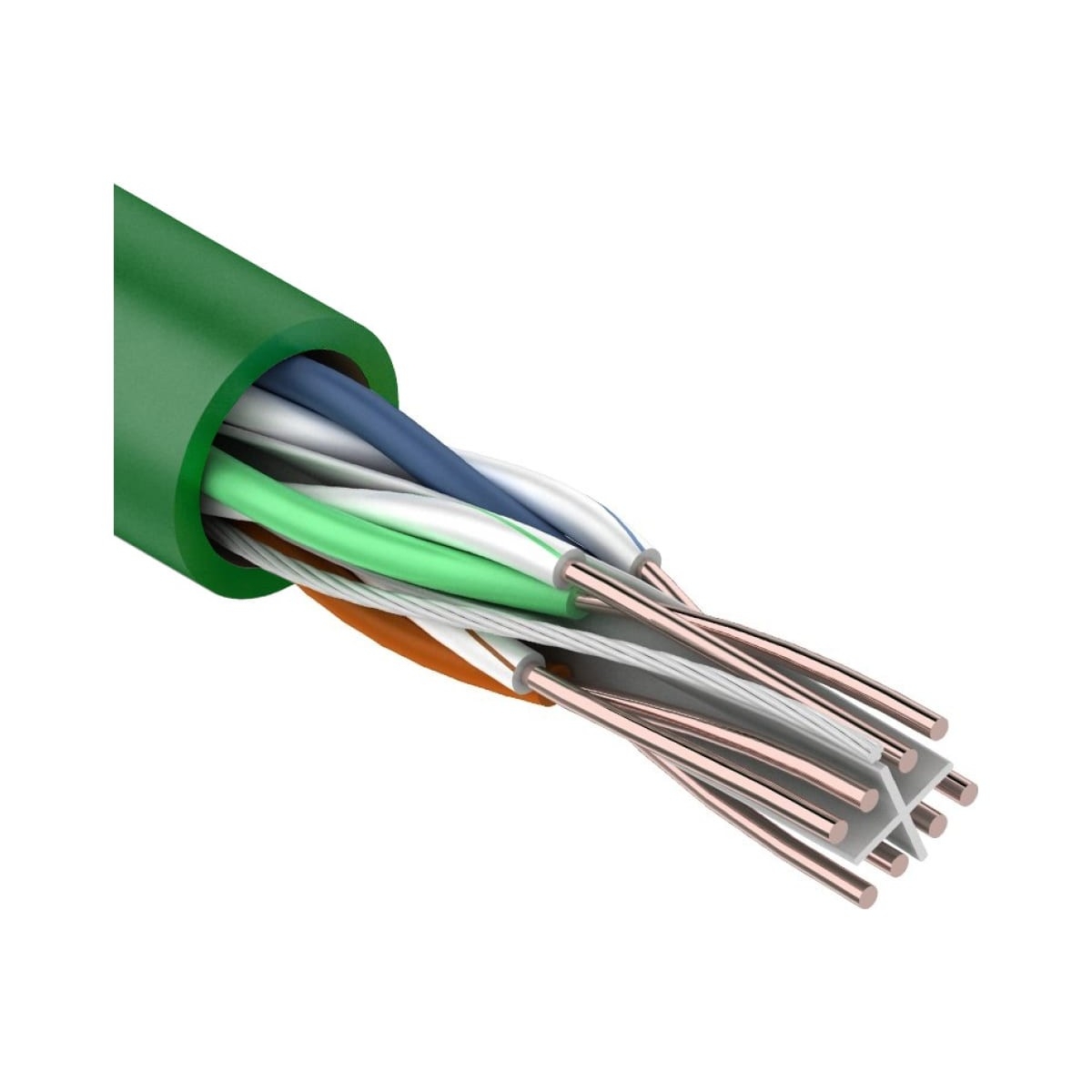 Rexant (01-0072) Кабель витая пара U/UTP, CAT 6, нг(А)-HFLTx, 4х2х0,575мм, 23AWG, INDOOR, SOLID, зеленый, 305м