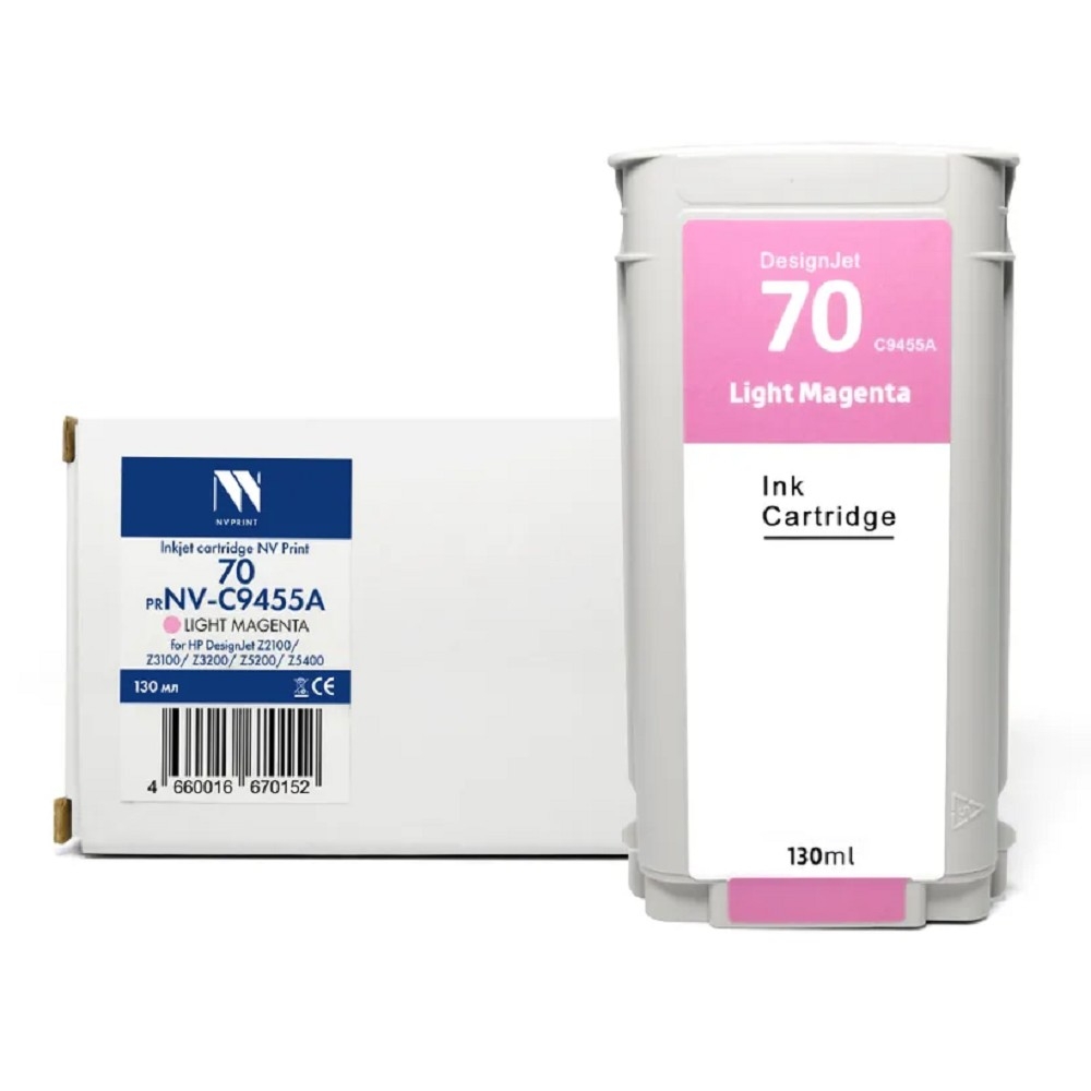Картридж струйный NVPrint 70 (NV-C9455A) Light Magenta для HP DesignJet Z2100/Z3100/Z3200/Z5200/Z5400 (130 мл) совместимый