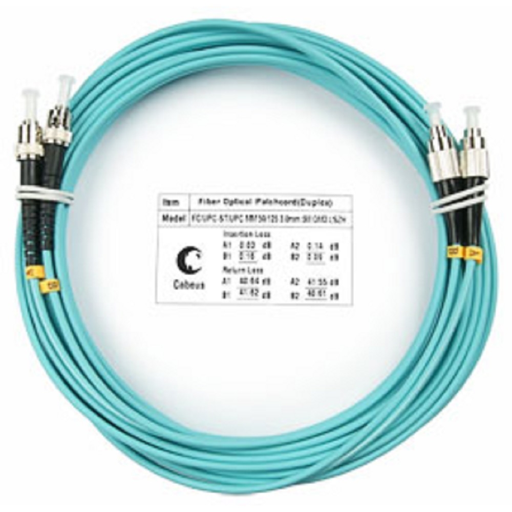 Оптический патч-корд Cabeus, многомодовый, FC/UPC - ST/UPC, FC(UPC) - ST(UPC), 50/125 мкм, LSZH, голубой, 5 м, FOP-50-FC-ST-5m