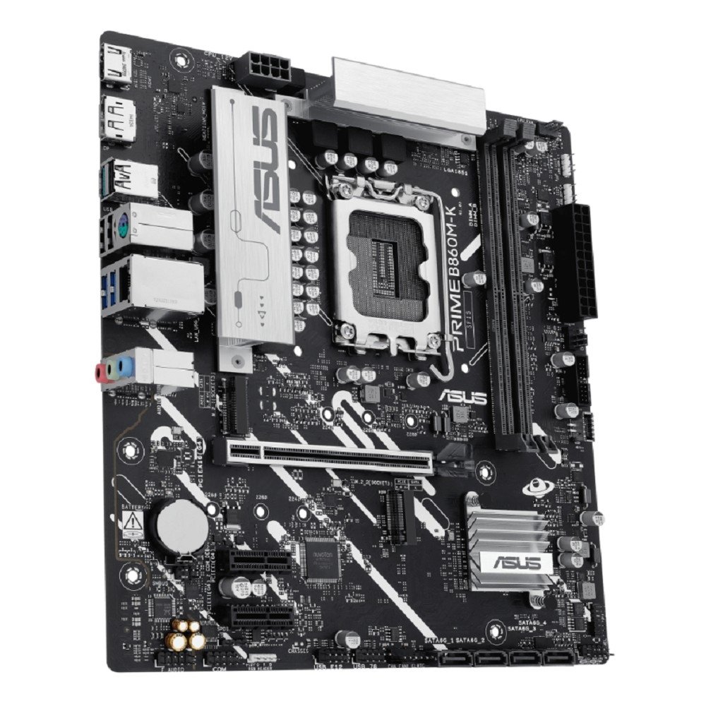 ASUS PRIME B860M-K (Socket 1851, mATX, 2xDDR5(128GB), DP/HDMI, 1xPCIe 4.0x16/2xPCIe 4.0x1, 1xLAN (2.5GbE), 4xSATA 6Gb/s, 2xM.2, 3xUSB 3.2, 3xUSB 2.0)