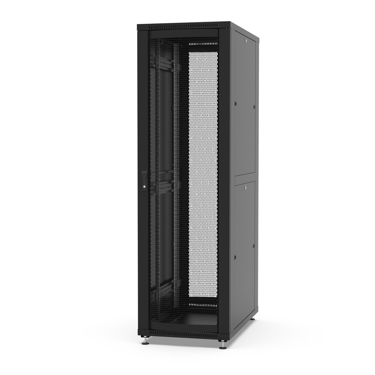 Шкаф напольный 19", 42U Filum FL-NT-42610PP2M-BK NETWORK (ШхГхВ) 600x1000x1987 мм, двери: перфорированная/перфорированная, цвет черный RAL9005