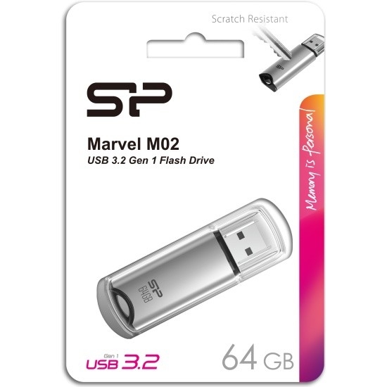 Silicon Power USB Drive 64GB Marvel M02, USB 3.0, Серебро (SP064GBUF3M02V1S)