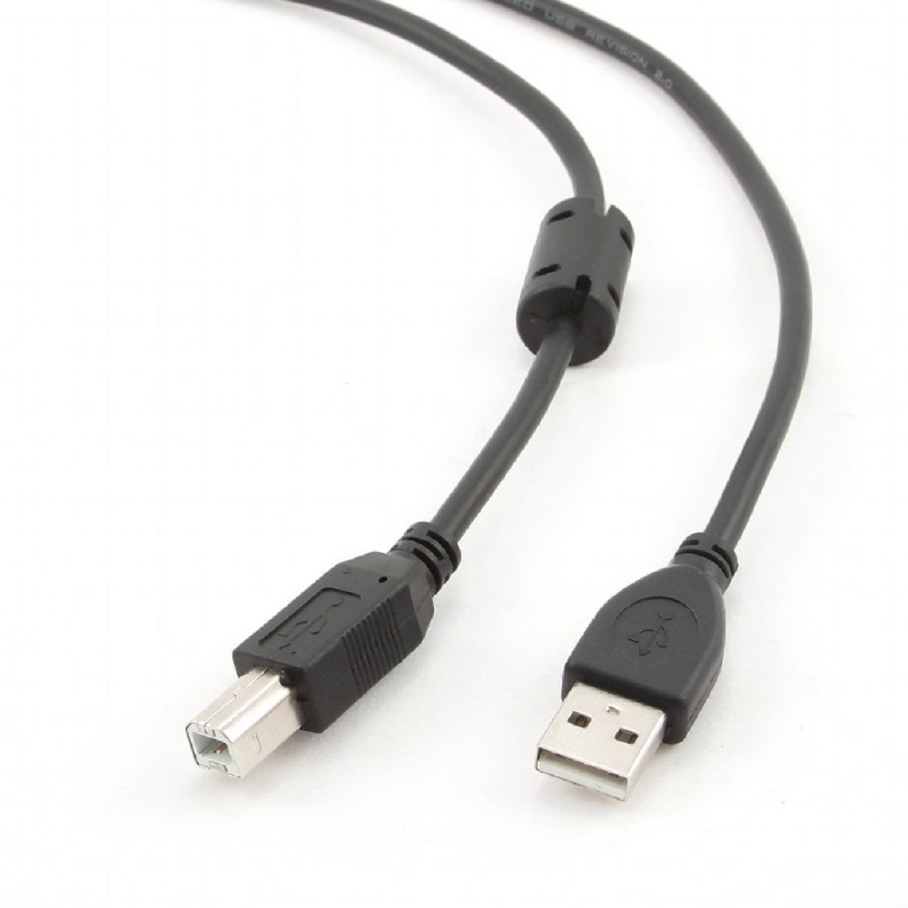 Bion Кабель интерфейсный USB 2.0 AM/BM, позолоченные контакты, ферритовые кольца, 3 м, черный [BXP-CCF-USB2-AMBM-030]