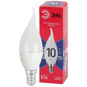 Эра Б0045343 LED BXS-10W-865-E14 R (диод, свеча на ветру, 10Вт, хол, E14)