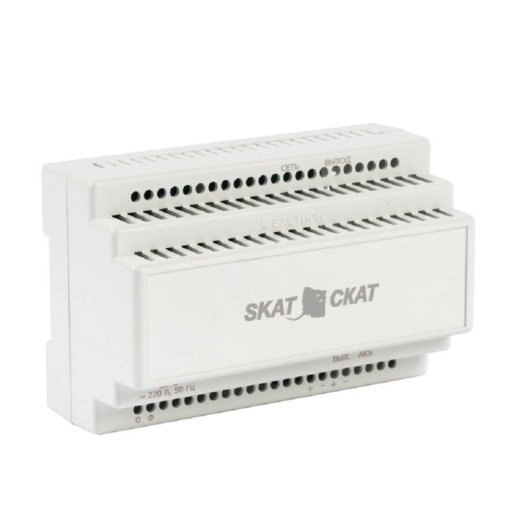 БАСТИОН SKAT-24-3.0 DIN (СКАТ ИБП-24/3-DIN) источник питания 24В 3А АКБ внешн. 1х12-17Ач, под DIN рейку 35 мм, МПТ (599)