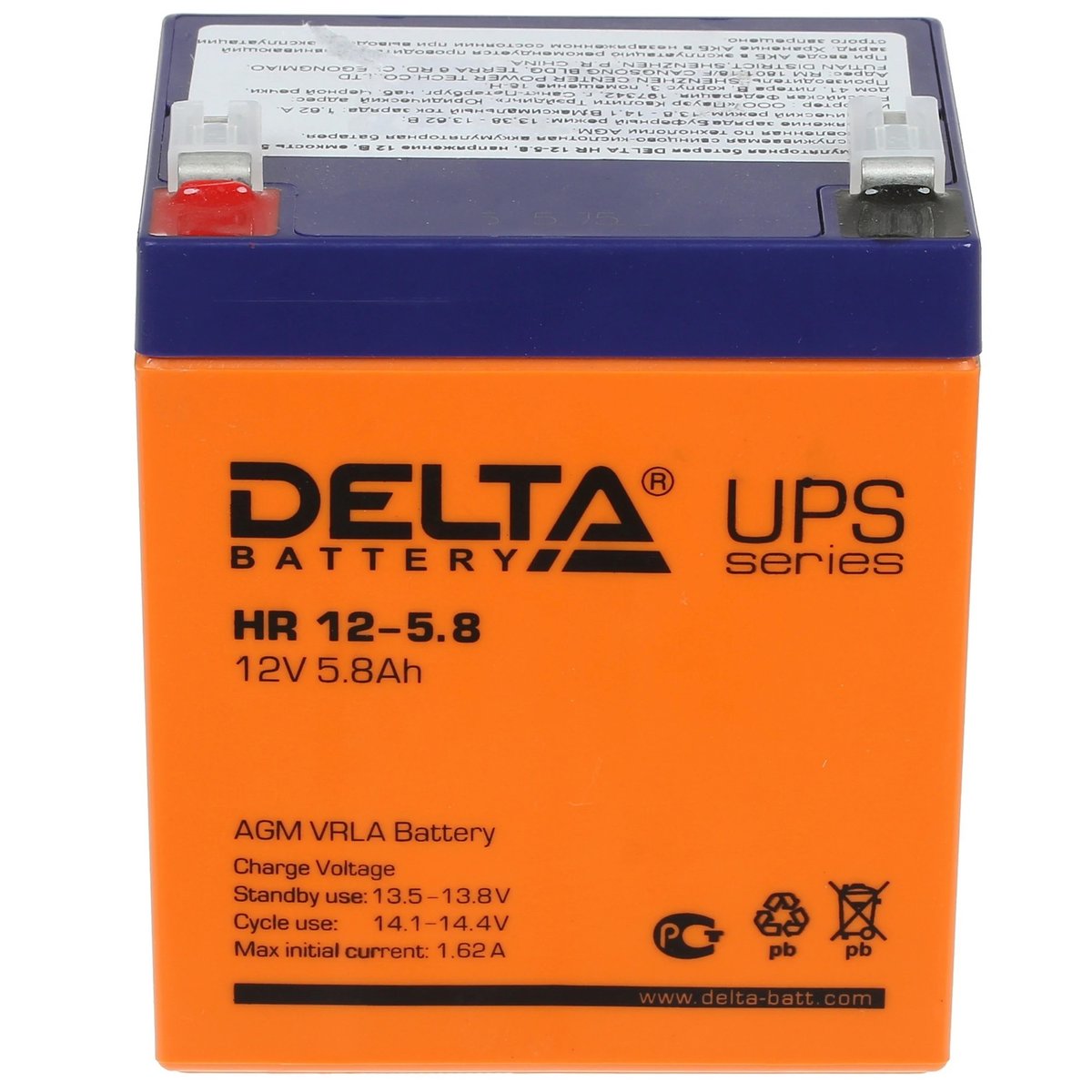 Delta HR 12-5.8 (5.8 А\ч, 12В) свинцово- кислотный аккумулятор
