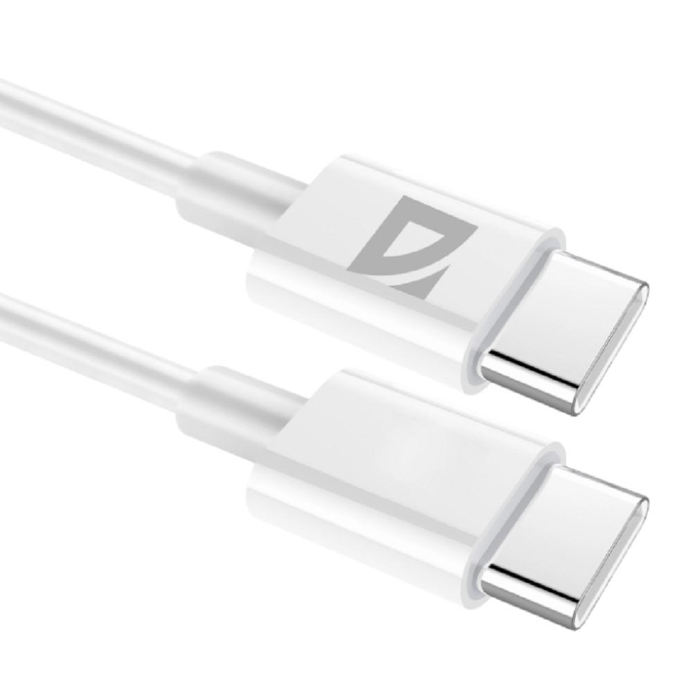 Defender USB кабель F182 TypeC-TypeC 1м, 60 Вт, PD,TPE,белый, пакет (87508)