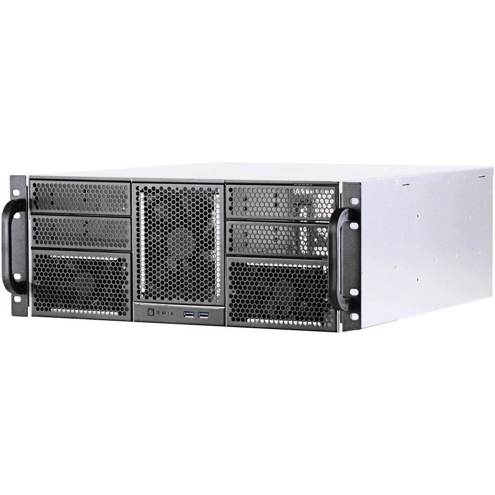 Корпус компьютерный Procase RE411-D4H11-E-55 Корпус 4U server case,4x5.25+11HDD,черный,без блока питания,глубина 550мм,MB EATX 12"x13"