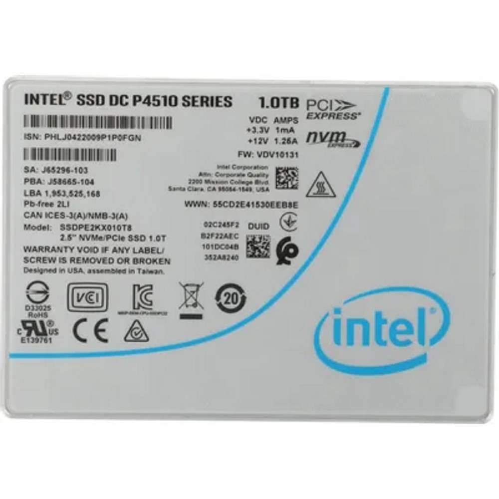 SSD 1 Tb U.2 Intel DC P4510 Series <SSDPE2KX010T801> 2.5" 3D TLC