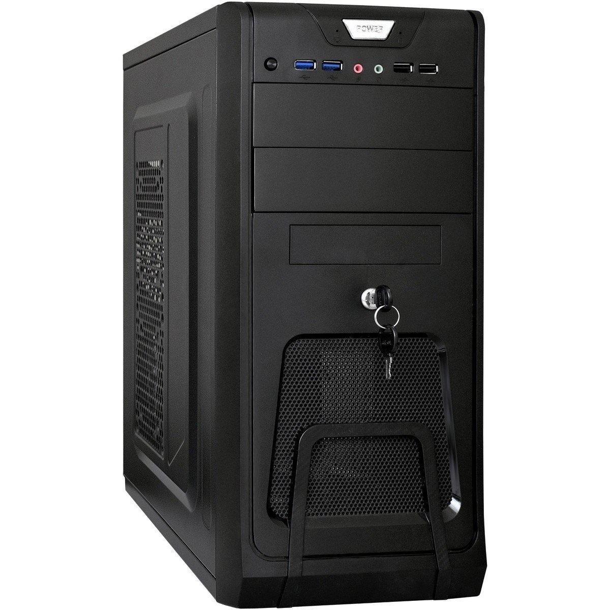Exegate EX299162RUS Корпус Miditower ExeGate CP-603UB-UNS350 (ATX, БП UNS350 с вент. 12см, 2*USB, аудио, черный)