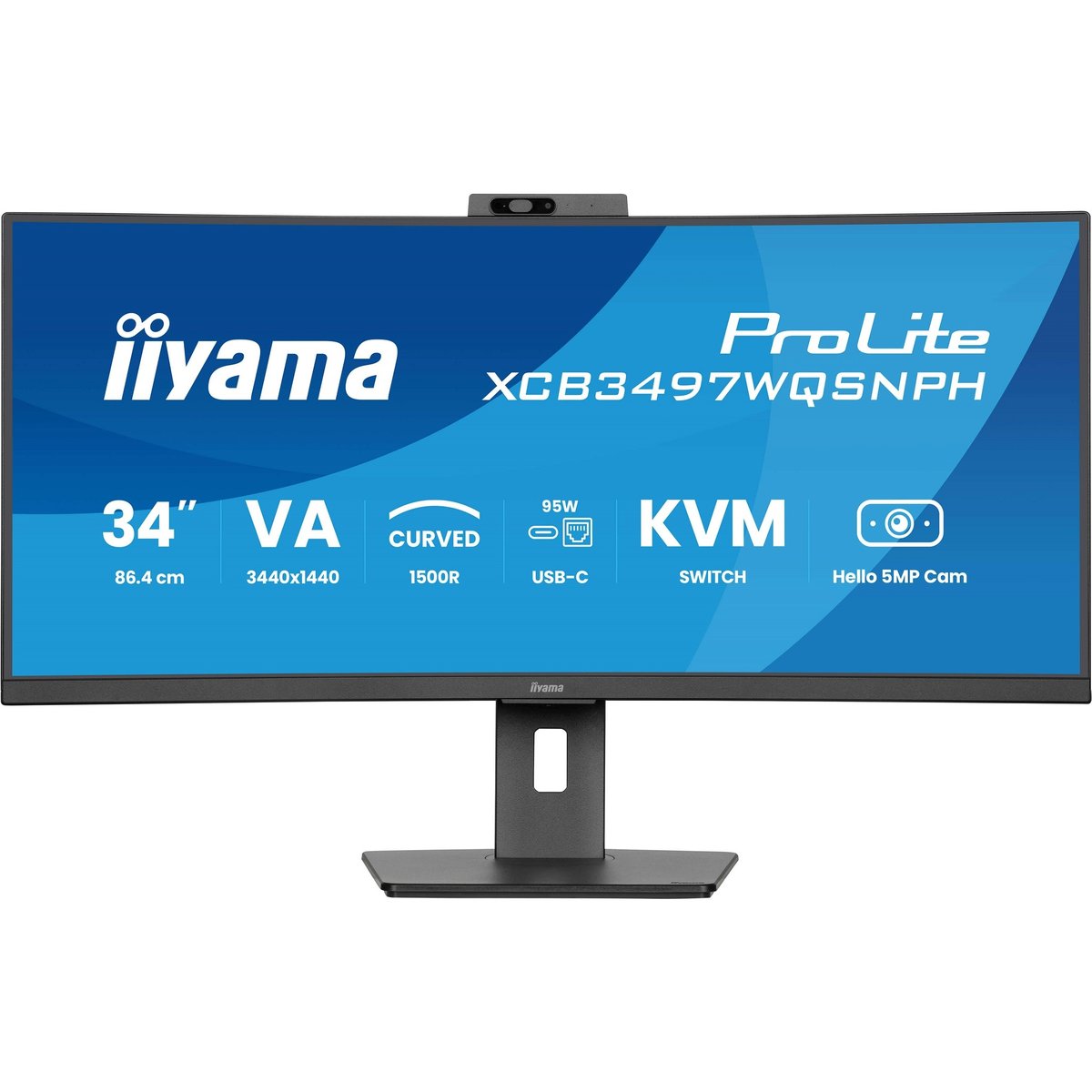 LCD Iiyama 34" XCB3497WQSNPH-B1 черный {VA Curved 3440x1440 120Hz 0.4ms 350cd 3000:1 HDMI(1.4b/2.0) DisplayPort 2x5W 2xUSB-C RJ-45 HAS VESA FreeSync Premium}