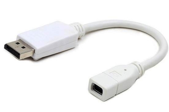 Переходник miniDisplayPort - DisplayPort, Cablexpert A-mDPF-DPM-001-W, 20F/20M, длина 16см, белый, пакет