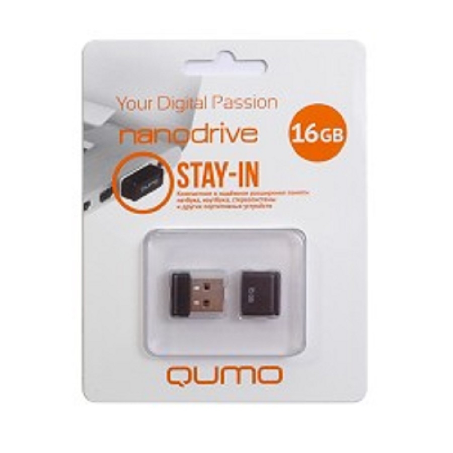 Qumo Nanodrive (QM16GUD-NANO-B) USB2.0 Flash Drive  16Gb (RTL)
