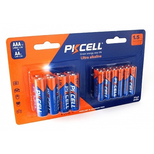 <095318> Элемент питания AAA/AA, 1.5V (AAA 12шт + AA 8шт) PKCELL LR03(12)+LR6(8) Ultra Alkaline [LR03(12)+LR6(8)]