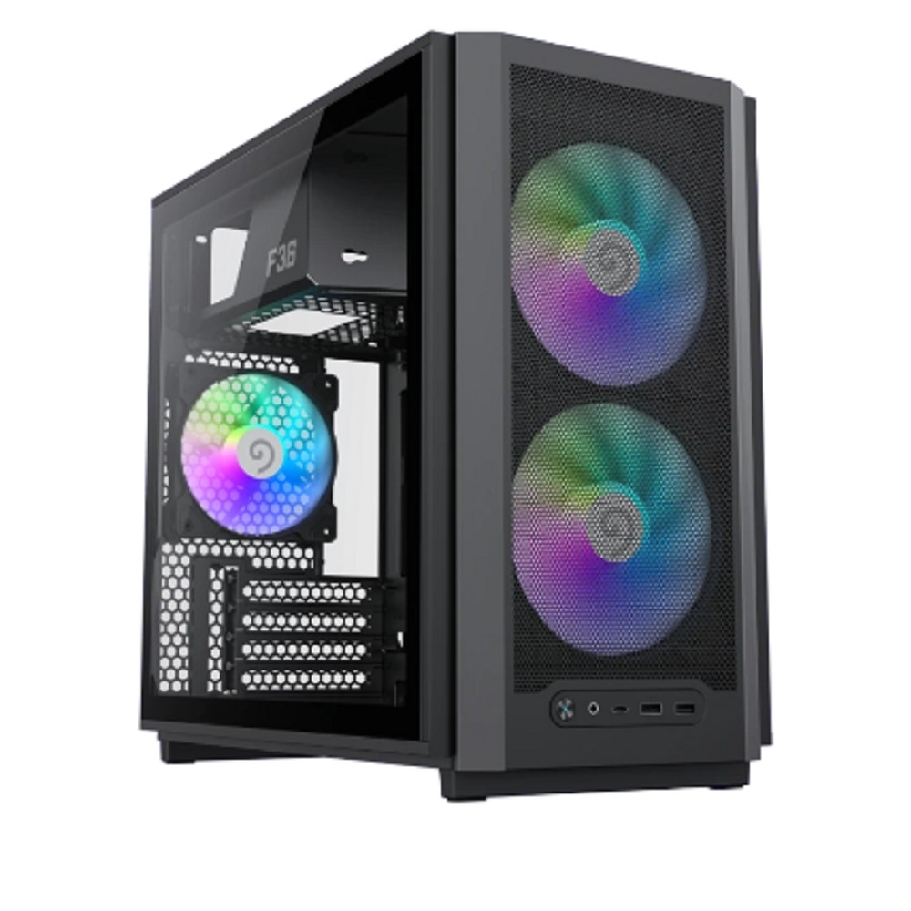 Компьютерный корпус без БП GameMax F36 BK (Midi Tower, ATX, Черный, 1хUSB Type-C, 3х120мм)