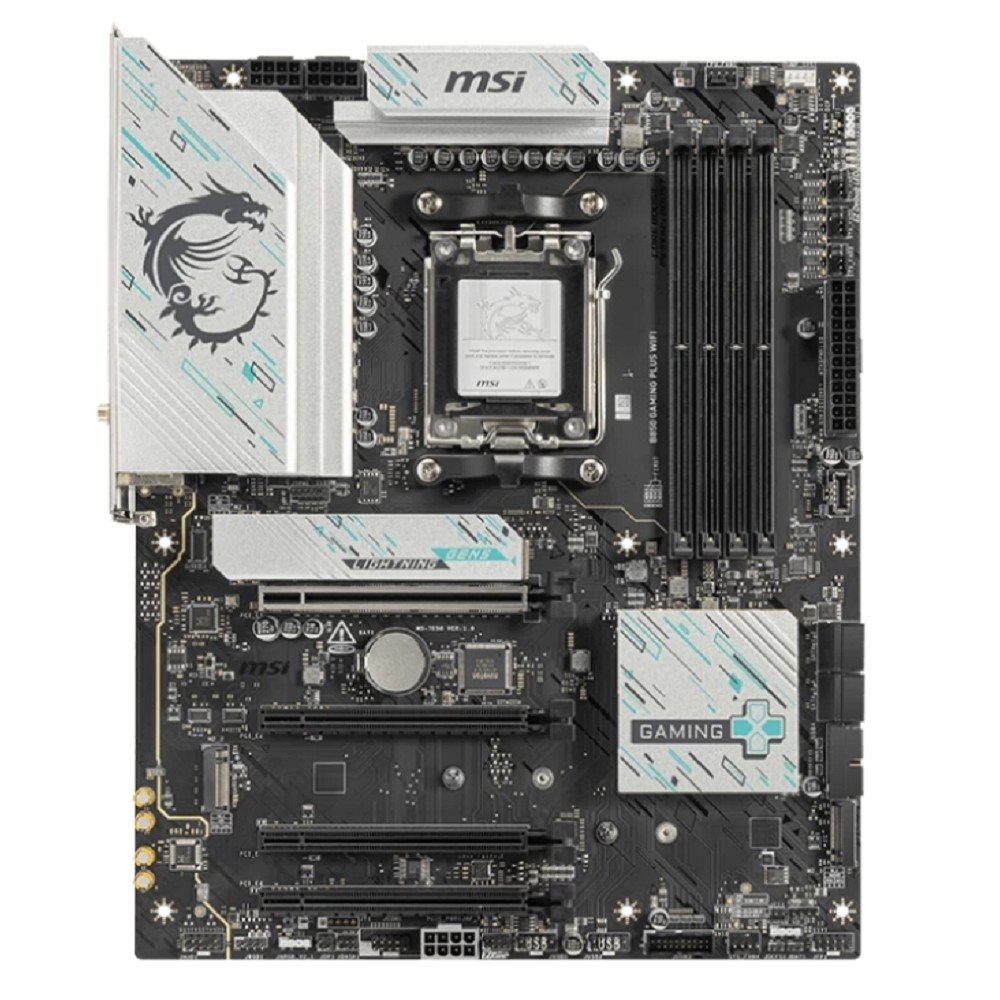 Материнская плата MSI B850 GAMING PLUS WIFI B850, AM5, 4*DDR5, 4*PCIEx16, 3*M.2, 3*TypeC, 1*USB3.2Gen2, 5*USB3.2Gen1, 8*USB2.0, 4*SATA3.0, 5G, DP, ATX, RTL