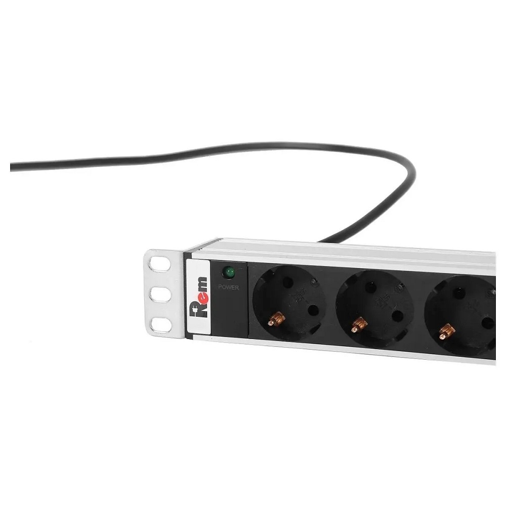 Блок розеток ЦМО - Rem-16, 16A, in (220V Сетевой шнур (Schuko)), out (220V 25xSchuko), Вертикальный, индикатор, Zero U, цвет серебристый, R-16-25S-I-1820-3
