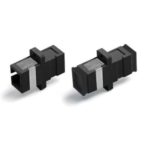 Hyperline FA-P01Z-SC/SC-N/BK-BK Оптический проходной адаптер SC-SC, MM, simplex, корпус пластиковый, черный, черные колпачки