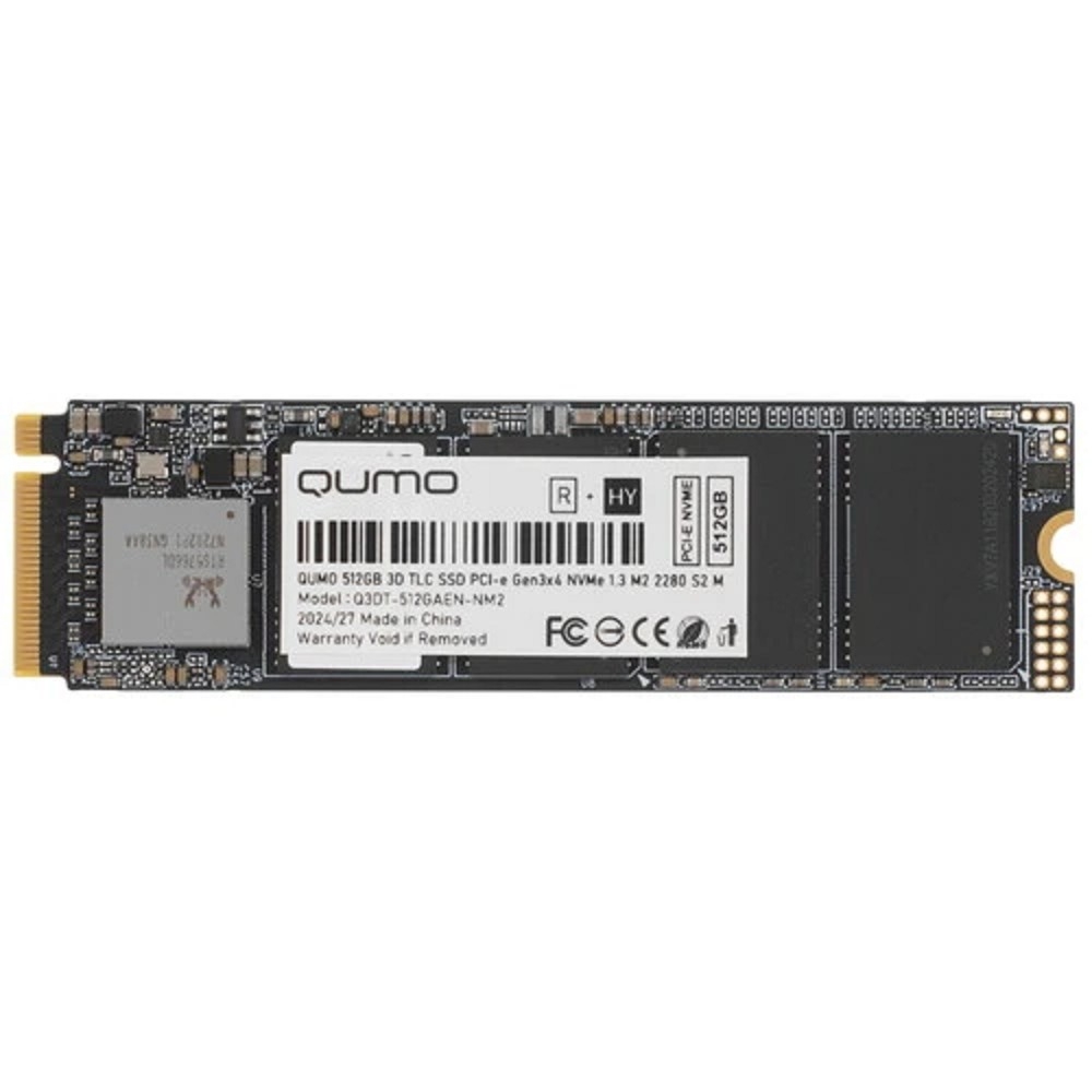 Накопитель SSD QUMO 512GB PCIe Gen3x4 NVMe 1.3 M2 2280 Novation TLC 3D Realtek RS5766 R/W 3100/2000 MB/s 480TBW (Realtek) HY OEM