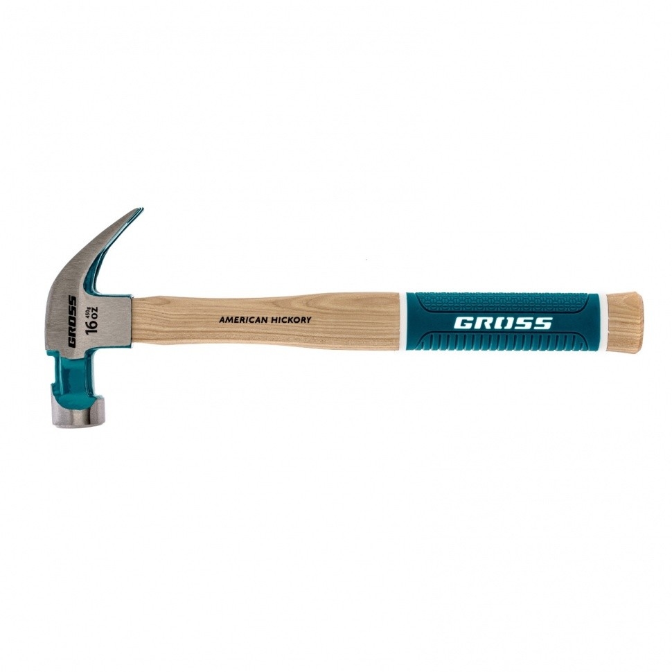 GROSS Молоток-гвоздодер,450 г, угол 45, магнит, обрезиненная рукоятка AMERICAN HICKORY  [10415]