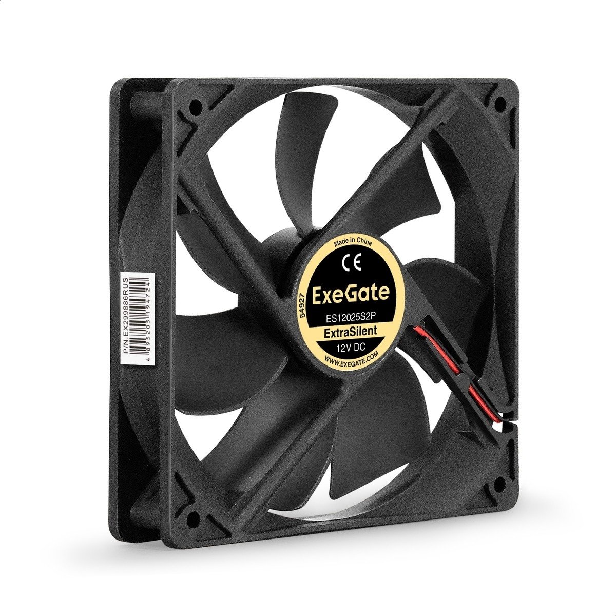 Exegate EX299886RUS Вентилятор 12В DC ExeGate ExtraSilent ES12025S2P (120x120x25 мм, Sleeve bearing (подшипник скольжения), 2pin, 1300RPM, 22dBA)