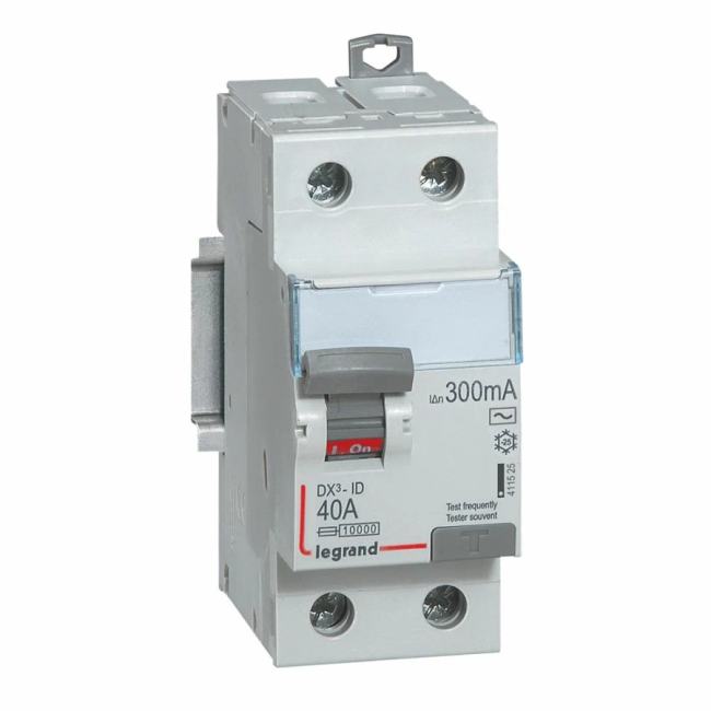 Выключатель дифференциального тока (ВДТ, УЗО) Legrand 411525 DX?-ID - 2П, 230 В~, 40 А, тип AC, 300 мА, 2 модуля
