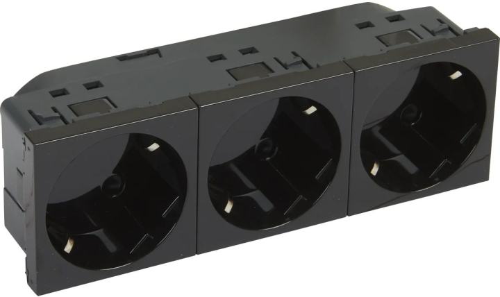 Розетка  Legrand  079373L - Программа Mosaic - 3 х 2К+3 под углом 45°, немецкий стандарт, 6 модулей, матовая черная