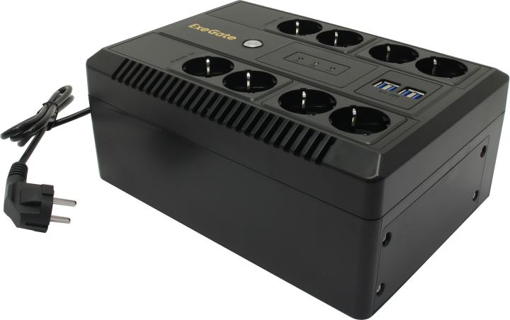 UPS 650VA ExeGate NEO <NNB-650.LED.AVR.8SH.CH> <EX295011RUS> Schuko, 4 порта зарядки USB