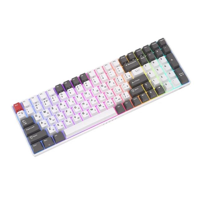 Клавиатура Royal Kludge RK100 Grey/Red/White USB/2.4 GHz/Bluetooth, RGB,  Hot  Swap,  Red switch