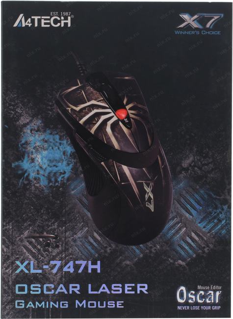 A4Tech Game Laser Mouse <XL-747H-Brown>  (3600dpi)  (RTL)  USB 7but+Roll