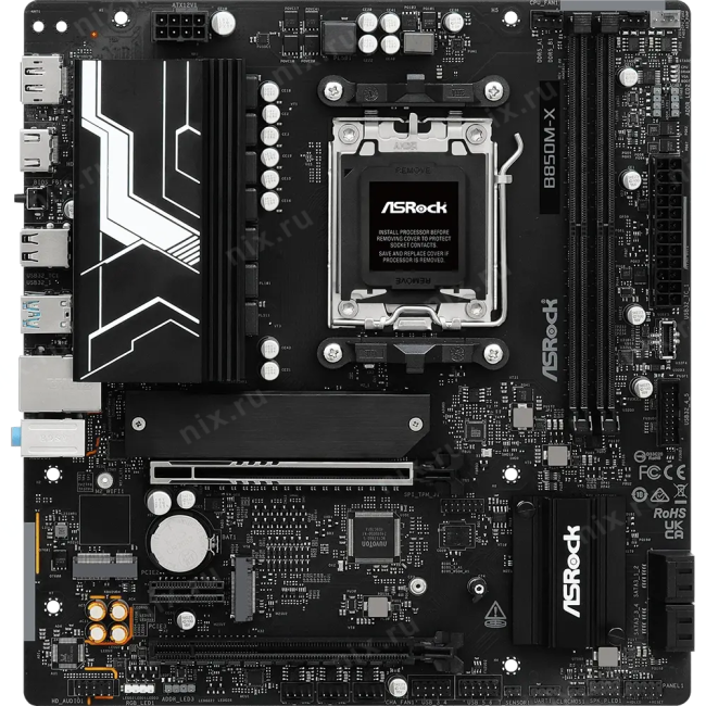 ASROCK B850M-X R2.0, AM5, B850, 2*DDR5, 4*SATA, 2*M.2, 2*USB 2.0, 3*USB 3.2, Type-C, 2*PCIx16,  1*M.2  (Key  E), HDMI+DP,