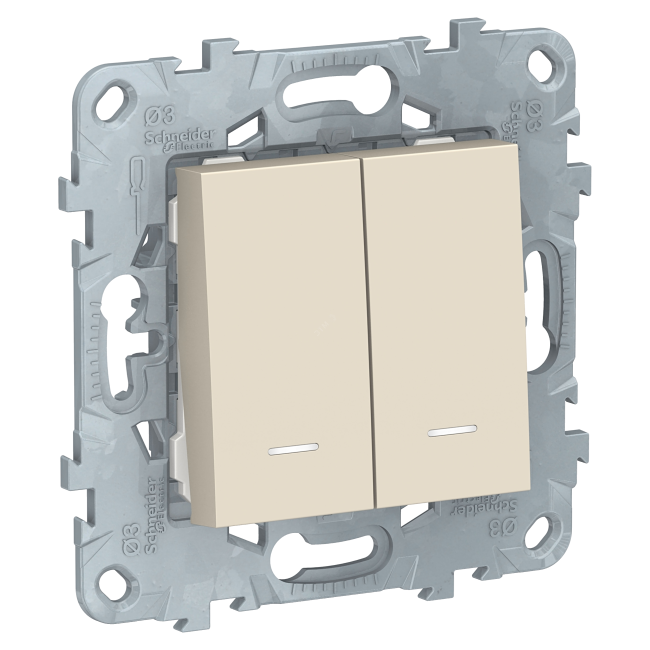 Schneider Electric NU521144N Выкл 2-клавиш с подсв 2 х  сх.1а  10А