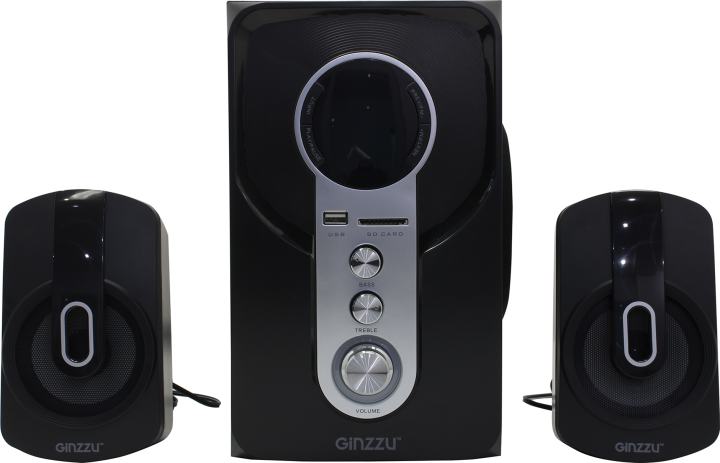 Мультимедийная акустическая система GINZZU GM-405 2.1 с Bluetooth. Выходная мощность (RMS) 40 Вт. Диапазон воспроизводимых частот: 40Гц - 20КГц. Встроенный аудио-плеер: SD-card, USB-flash до 32 Gb. FM радио: 87.5МГц - 108.0МГц. Вход AUX: стерео вход (2RCA). Пульт дистанционного управления - 21 кнопка. Эквалайзер: обычный, джаз, рок, поп, классика.