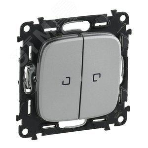 LEGRAND 752909 Valena ALLURE Переключатель двухклавишный 10АХ 250В с подсветкой С лицевой  панелью  Алюминий