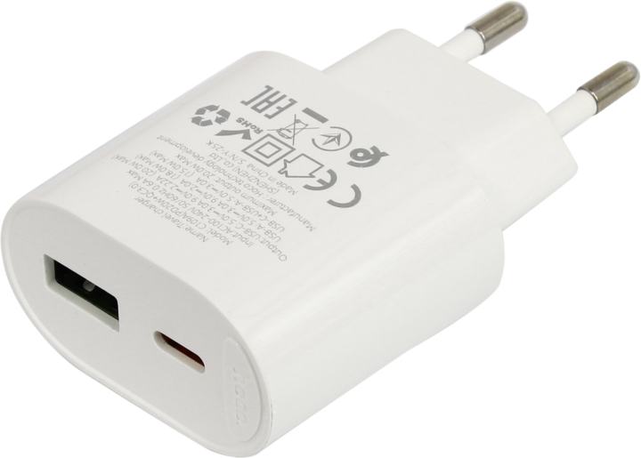Hoco C109A White <656719> Зарядное устройство USB  (Вых.DC5/9V,  20W,  USB, USB-C)