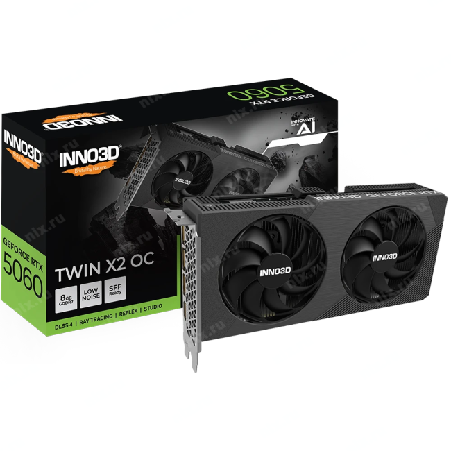 N50602-08D7X-195071N Видеокарта INNO3D RTX 5060 Twin X2 OC//RTX5060, HDMI, DP*3, 8G,D7