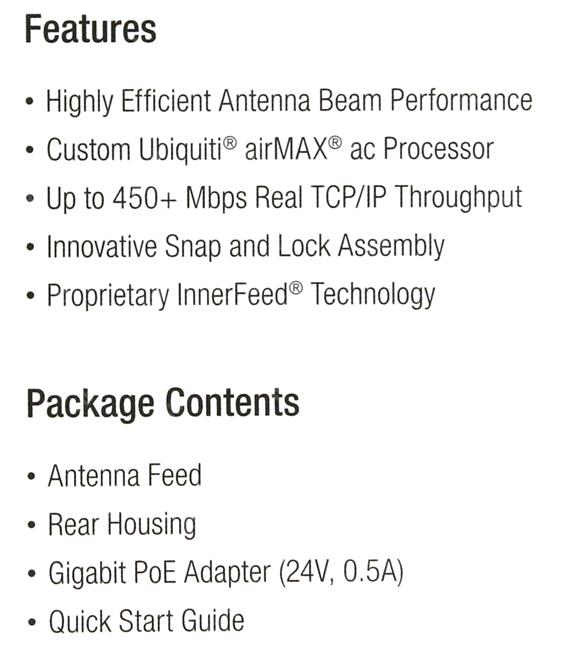 UBIQUITI <PBE-5AC-500> PowerBeam Outdoor 5Ghz PoE Access Point (1UTP 1000Mbps,airMAX  aс, 450Mbps, 27dBi)