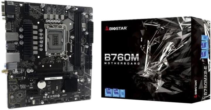 Материнская плата Biostar B760MX2-E, LGA1700, Intel B760, 2xDDR5, 2.5Gb LAN, mATX
