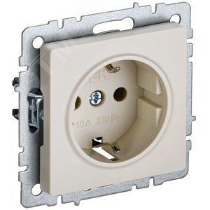 Розетка IEK BR-R11-16-K10 BRITE РС11-1-0-БрКр 16А с заземл.  без  защ.  шторки бежевая